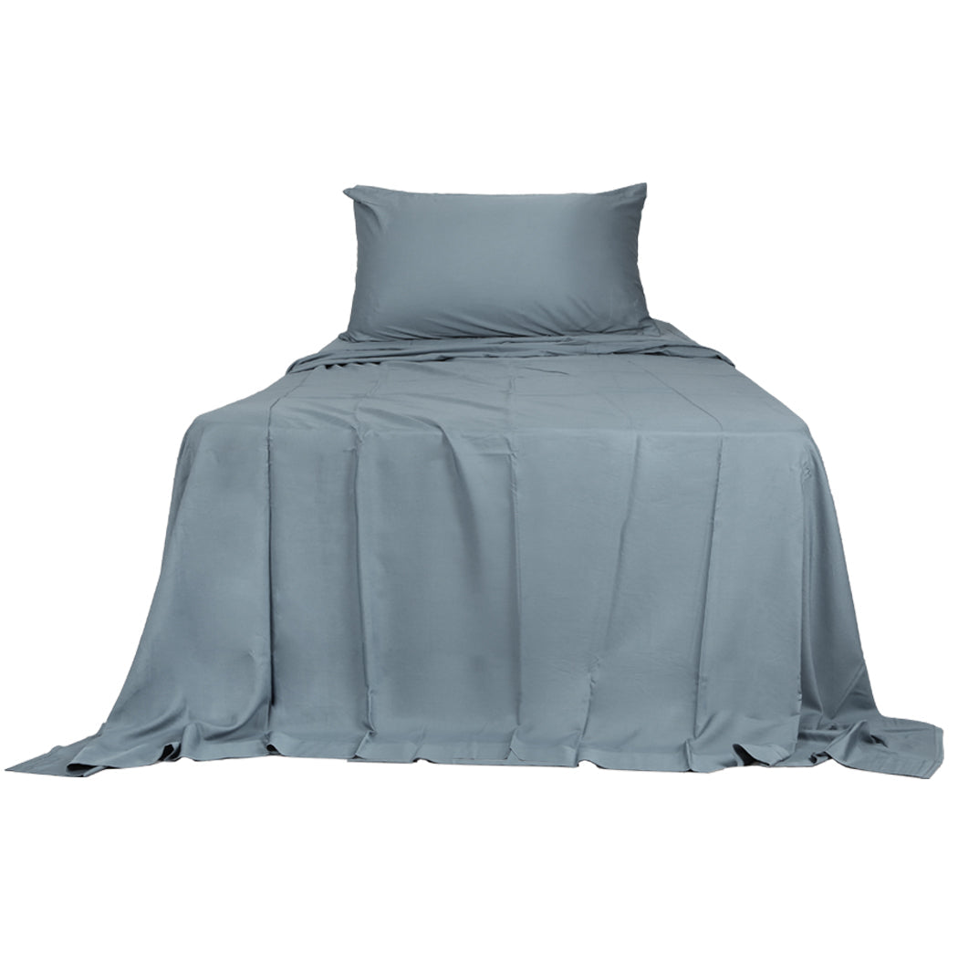 Dreamz 3pcs Sinigle Size 100% Bamboo Bed Sheet Set in Grey Colour Single-0