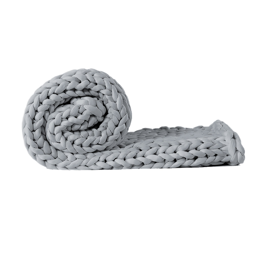 Dreamz Knitted Weighted Blanket Chunky Grey Kids-0