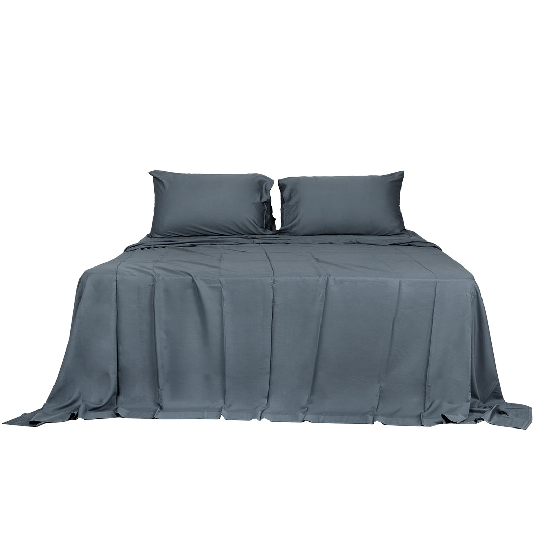 Dreamz 4pcs King Size 100% Bamboo Bed Sheet Set in Charcoal Colour-0