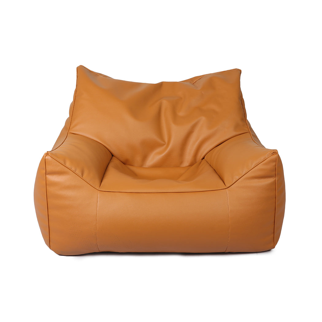 Marlow Bean Bag Chair Cover PU Indoor Brown-2006733218082066433