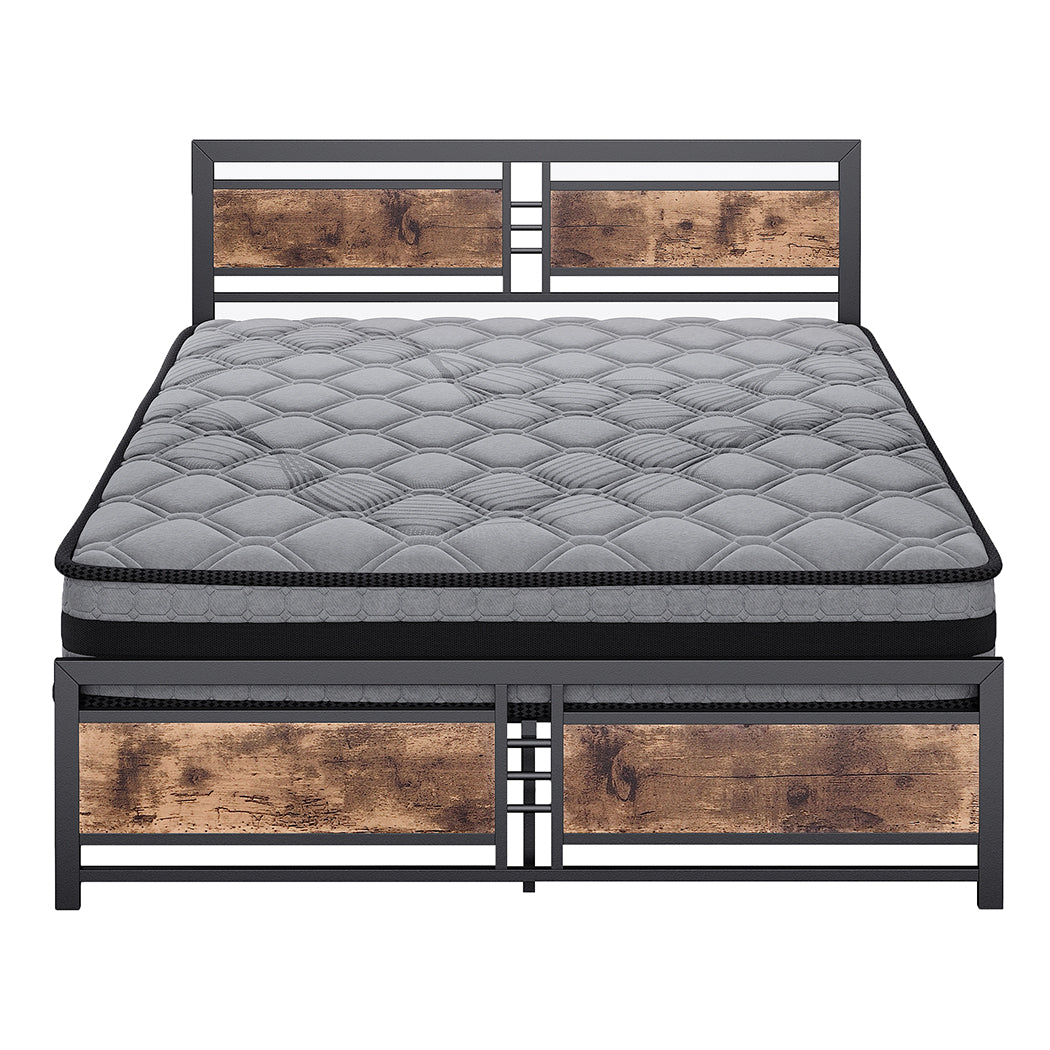 Metal Bed Frame Mattress Base Set Wood Queen-0