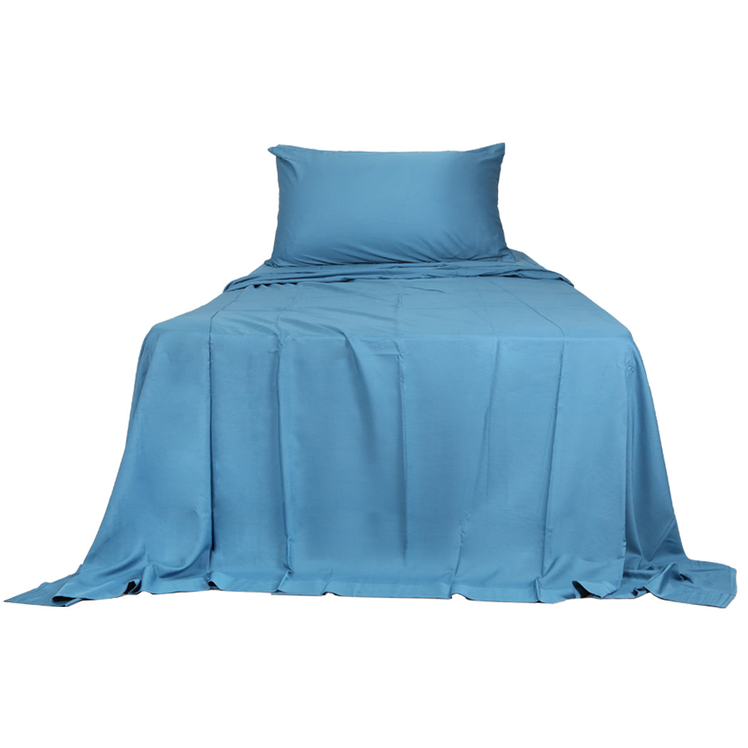 Dreamz 3pcs Sinigle Size 100% Bamboo Bed Sheet Set in Blue Colour Single-0