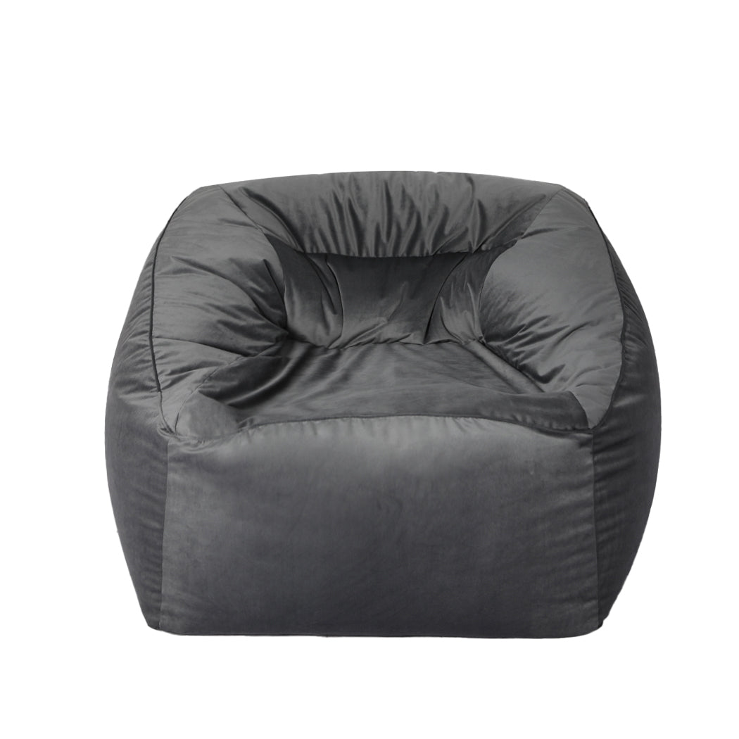 Marlow Bean Bag Chair Cover Soft Velvet Dark grey-2006733217914294273