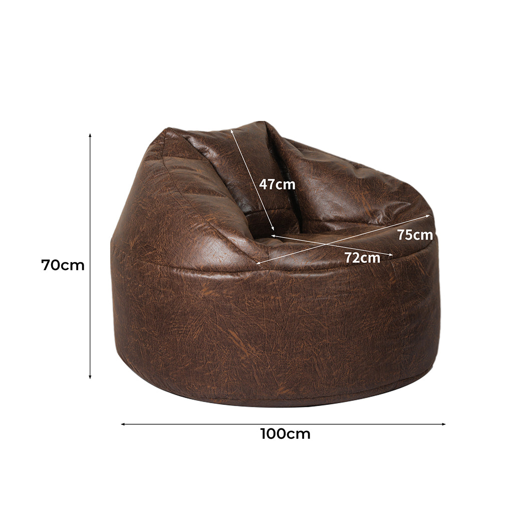 Marlow Bean Bag Chair Cover PU Couch Brown-2029387279700725762