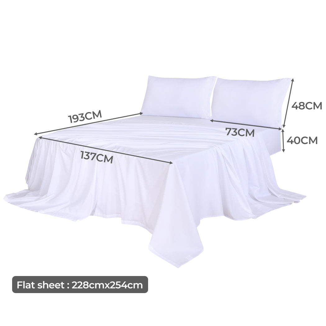 Dreamz 4pcs Double Size 100% Bamboo Bed Sheet Set in White Colour-1