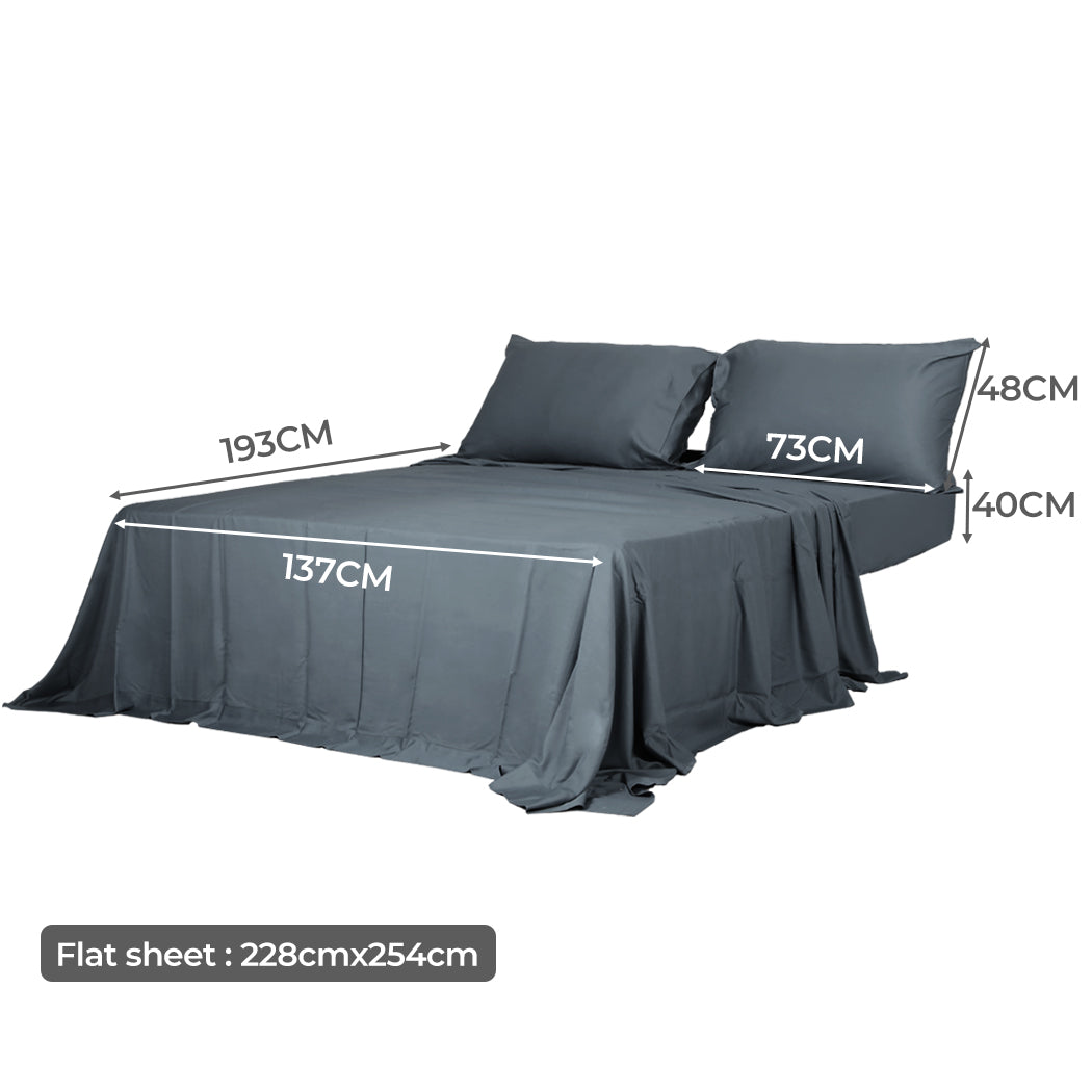 Dreamz 4pcs Double Size 100% Bamboo Bed Sheet Set in Charcoal Colour-1