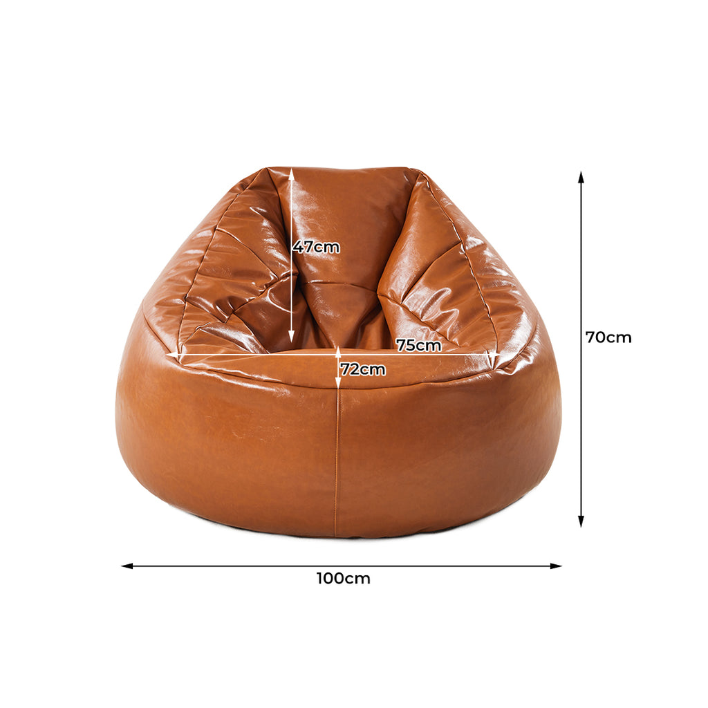 Marlow Bean Bag Chair Cover PU Couch Tan-2029387279872692226