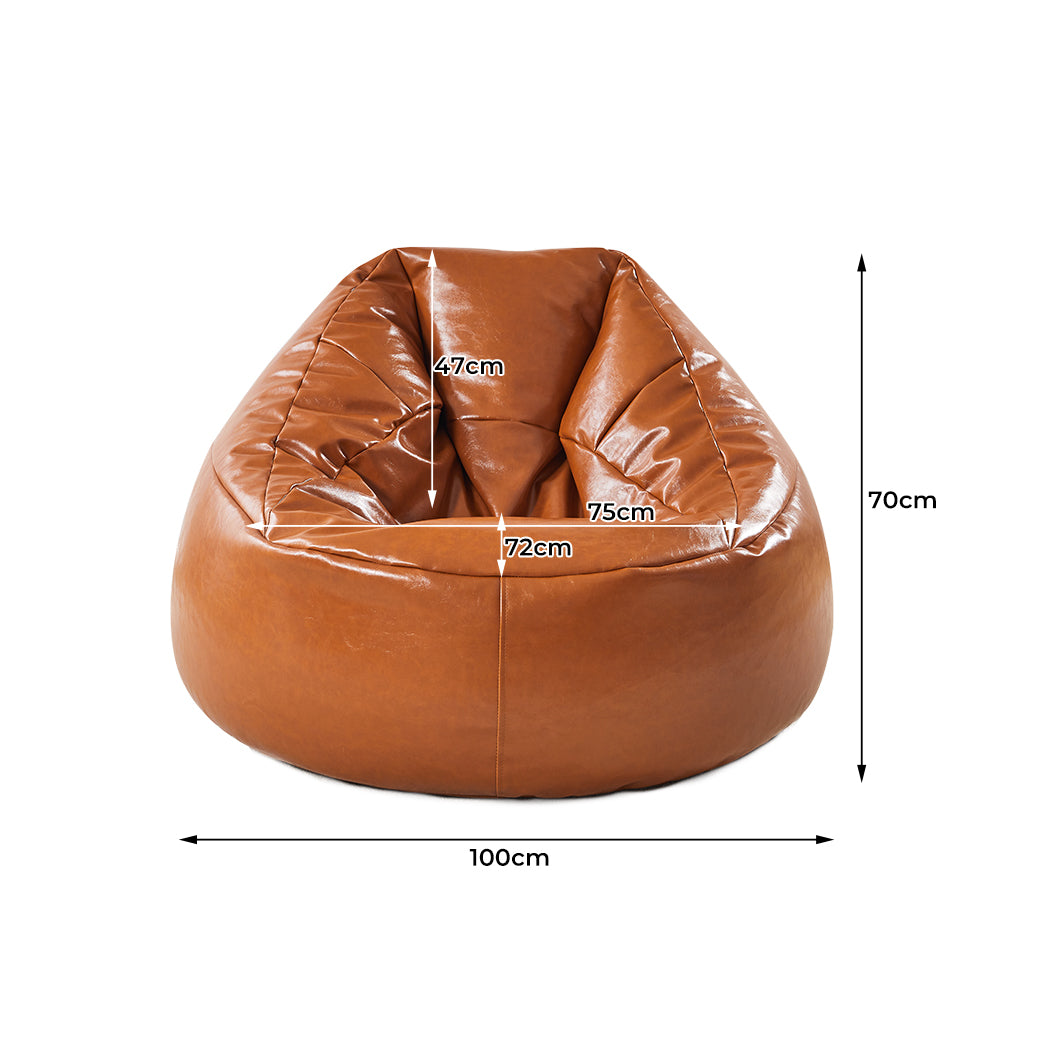 Marlow Bean Bag Chair Cover PU Couch Tan-2029387279872692226