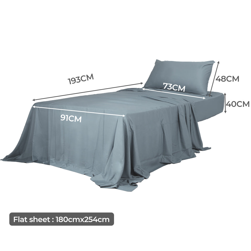 Dreamz 3pcs Sinigle Size 100% Bamboo Bed Sheet Set in Grey Colour Single-1