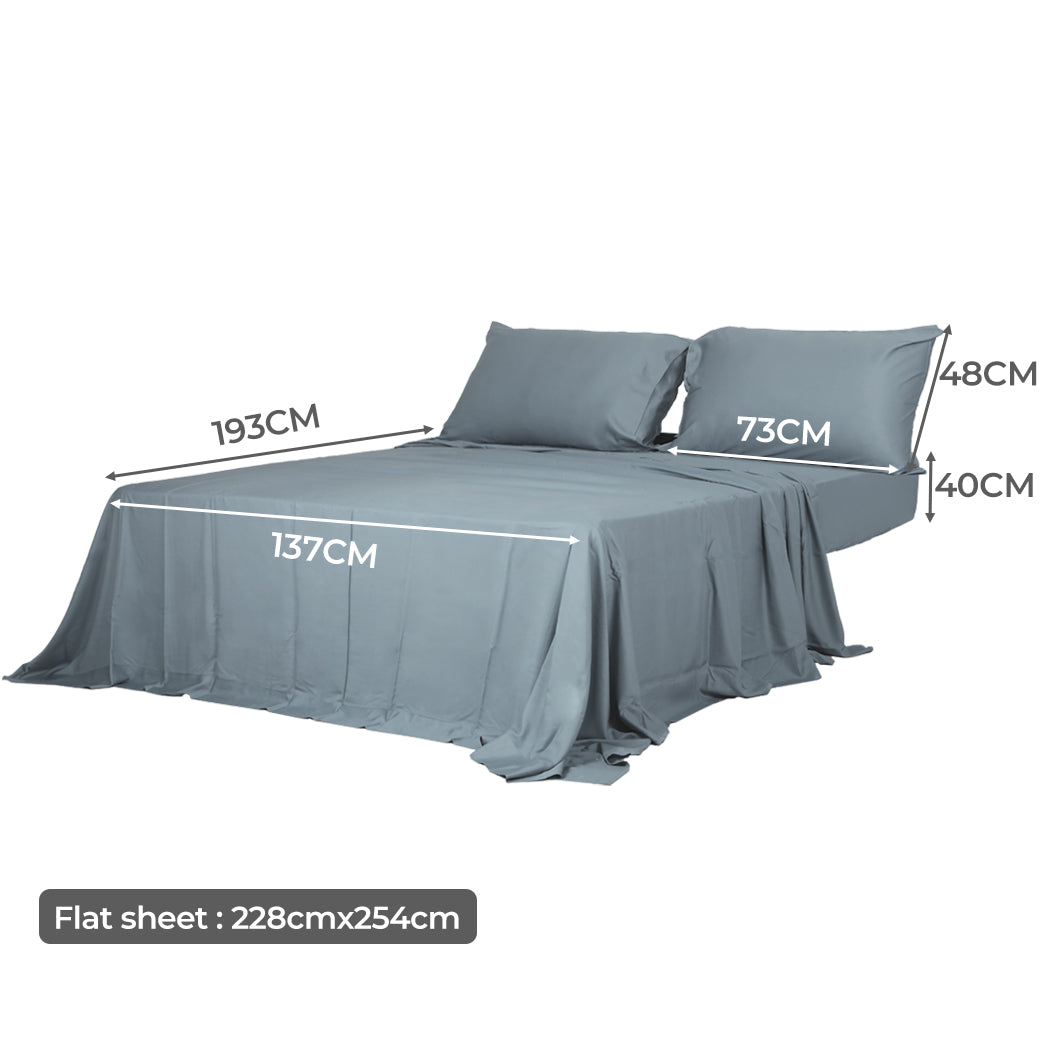 Dreamz 4pcs Double Size 100% Bamboo Bed Sheet Set in Grey Colour-1