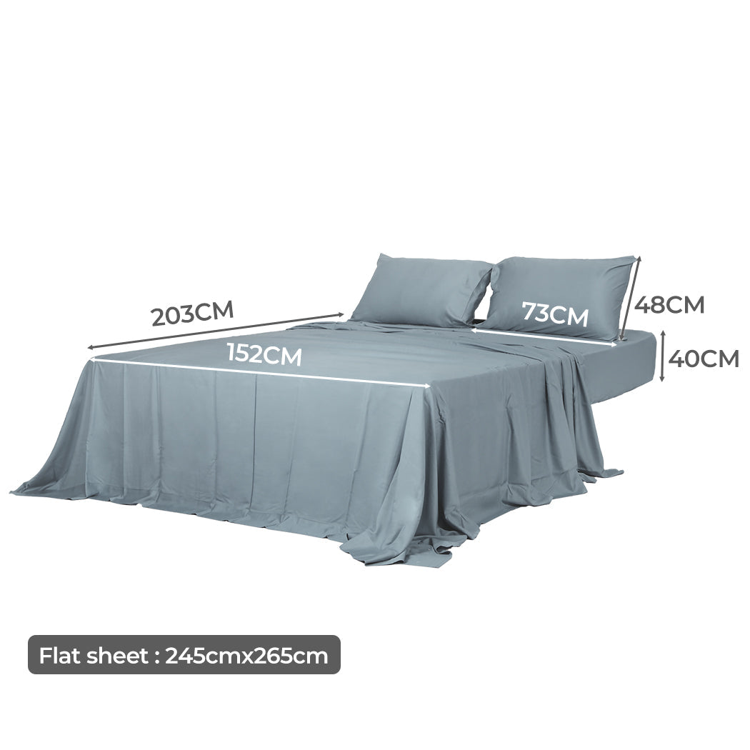 Dreamz 4pcs Queen Size 100% Bamboo Bed Sheet Set in Grey Colour-1