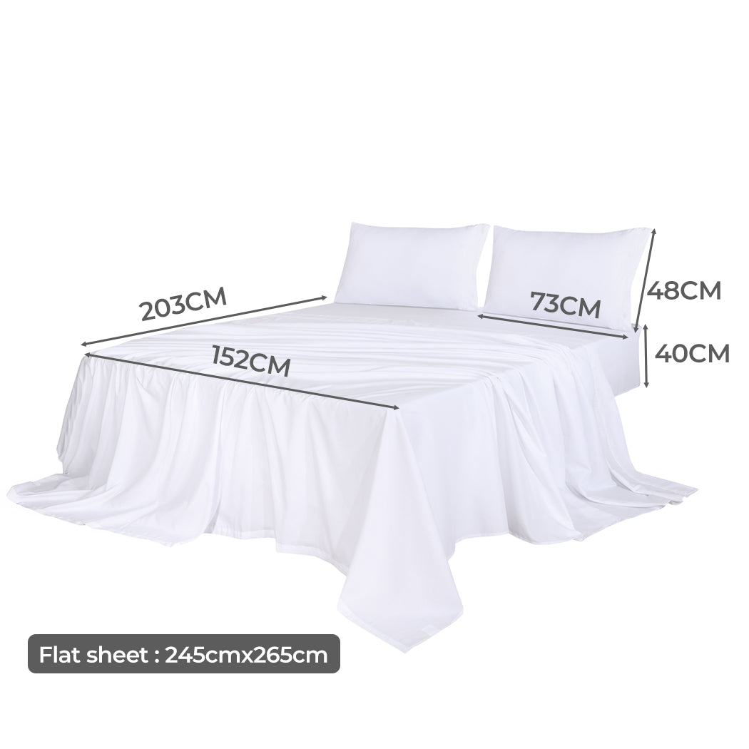 Dreamz 4pcs Queen Size 100% Bamboo Bed Sheet Set in White Colour-1
