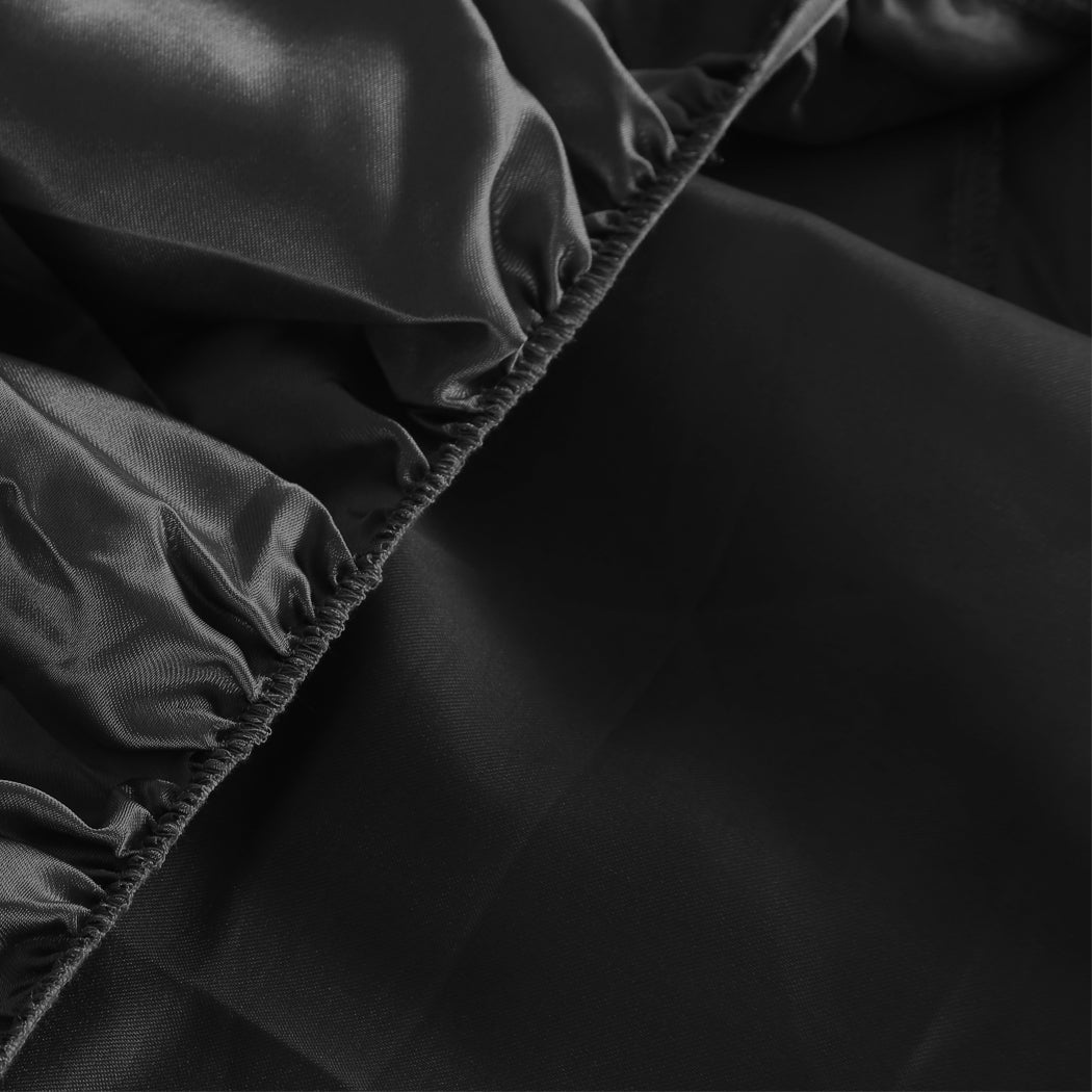 DreamZ Silky Satin Sheets Fitted Flat Queen Black-2