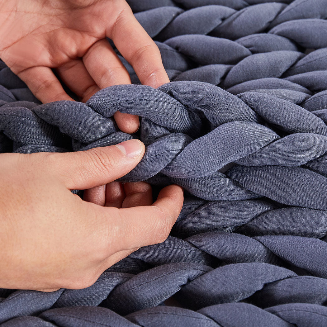 Dreamz Knitted Weighted Blanket Chunky Dark Grey Queen 9KG-2