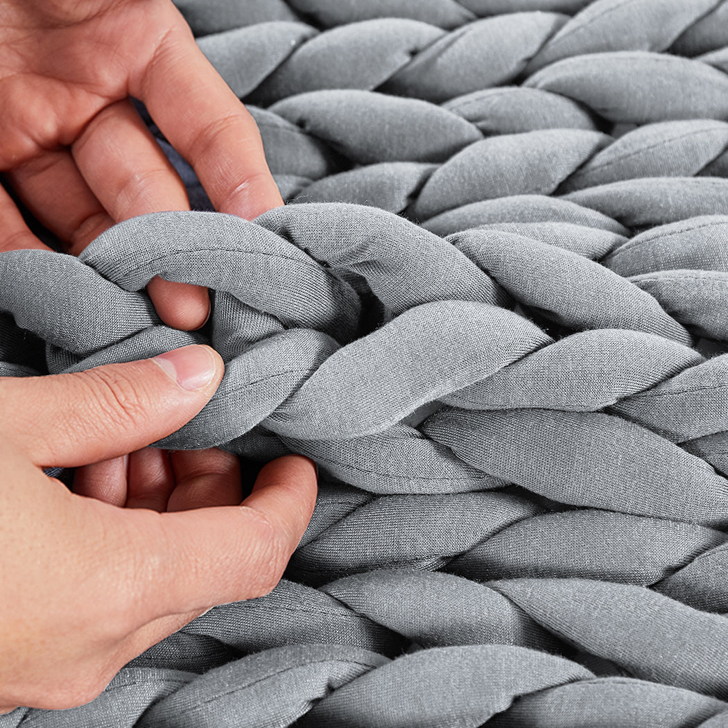 Dreamz Knitted Weighted Blanket Chunky Grey Kids-2