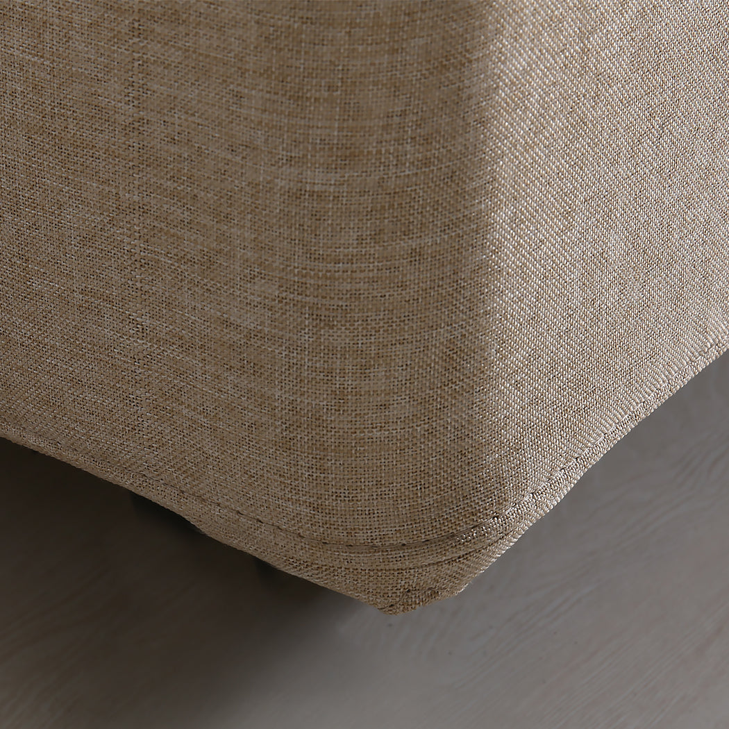 Levede Fabric Bed Frame Double Gas Lift Double Beige-2006733222205067268