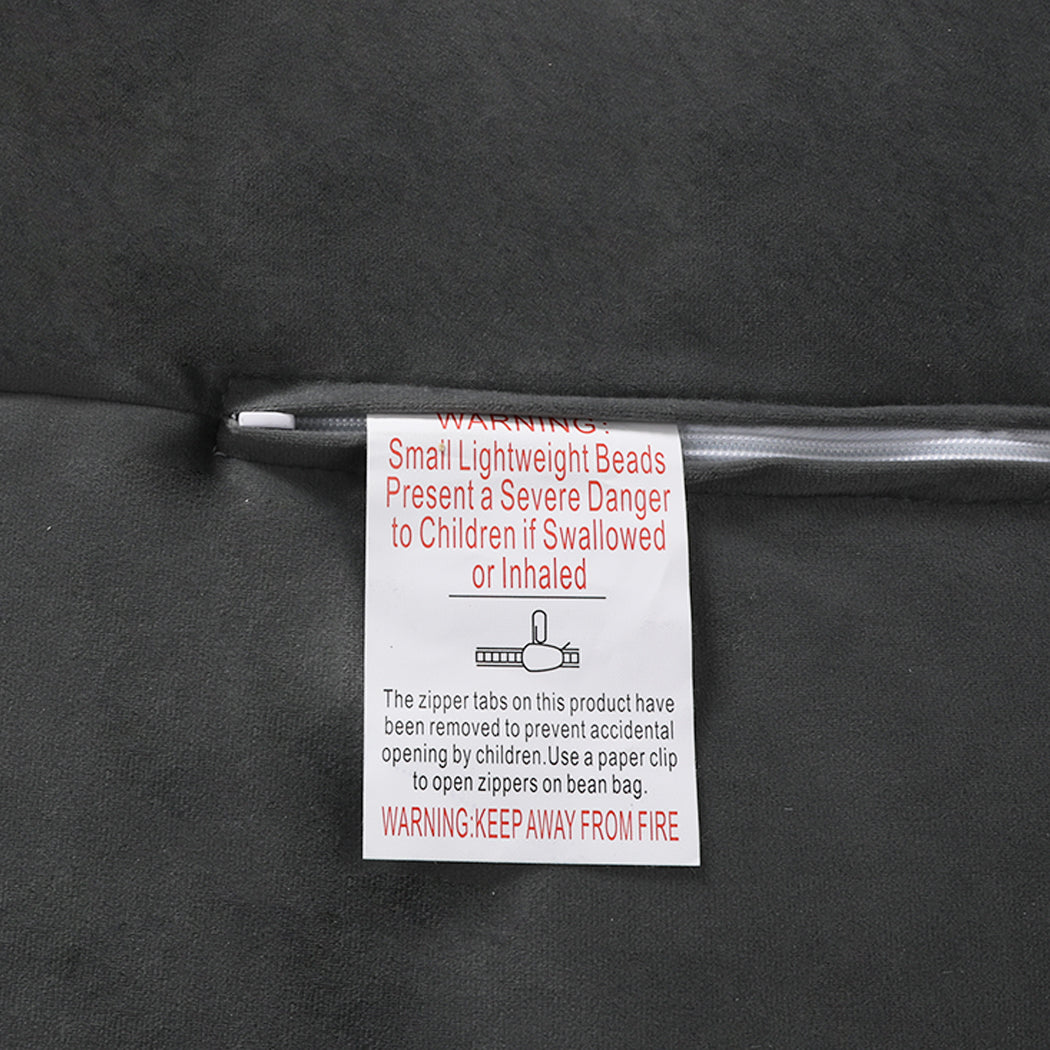 Marlow Bean Bag Chair Cover Soft Velvet Dark grey-2006733217914294277