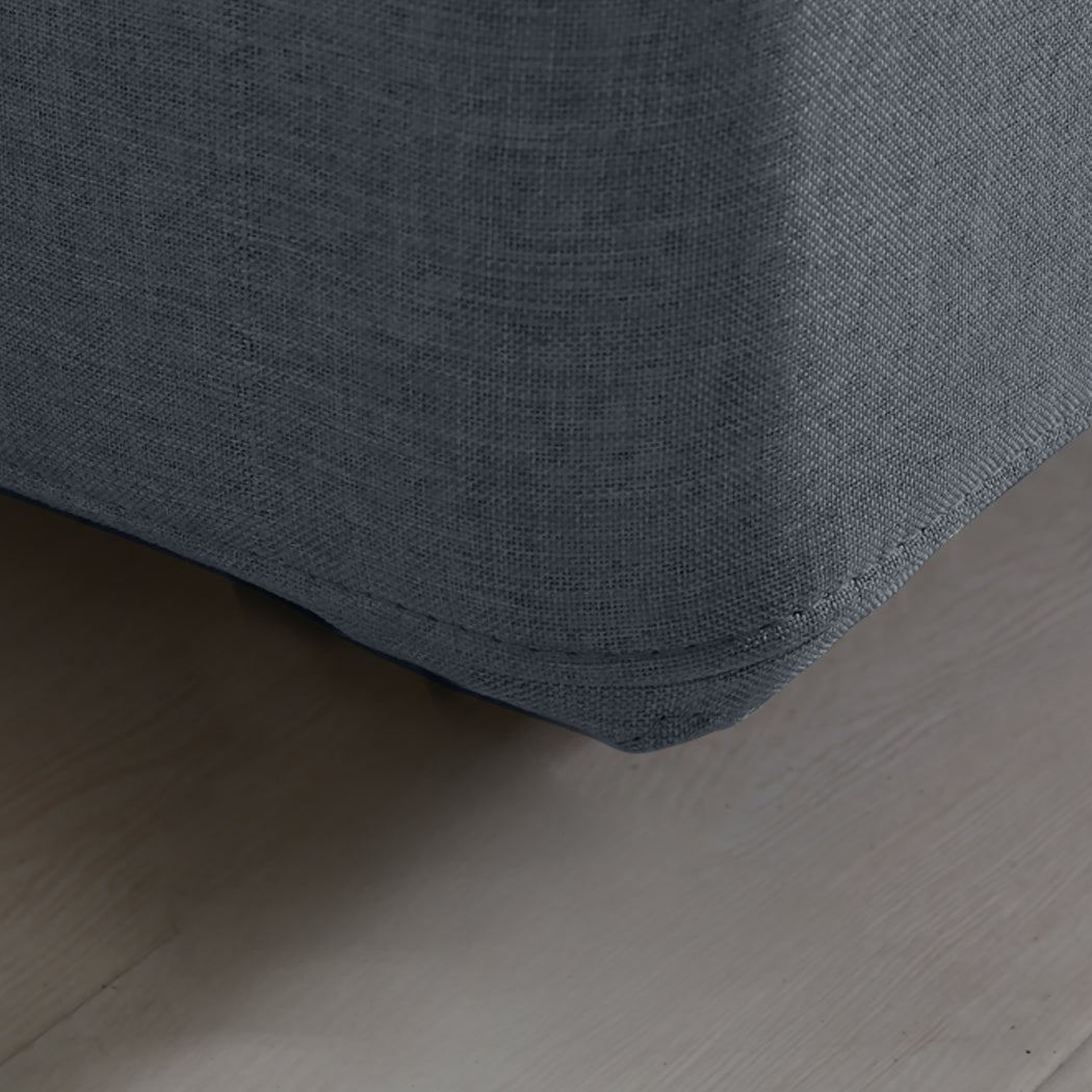 Levede Fabric Bed Frame King Tufted Dark Grey-2006733222549000197