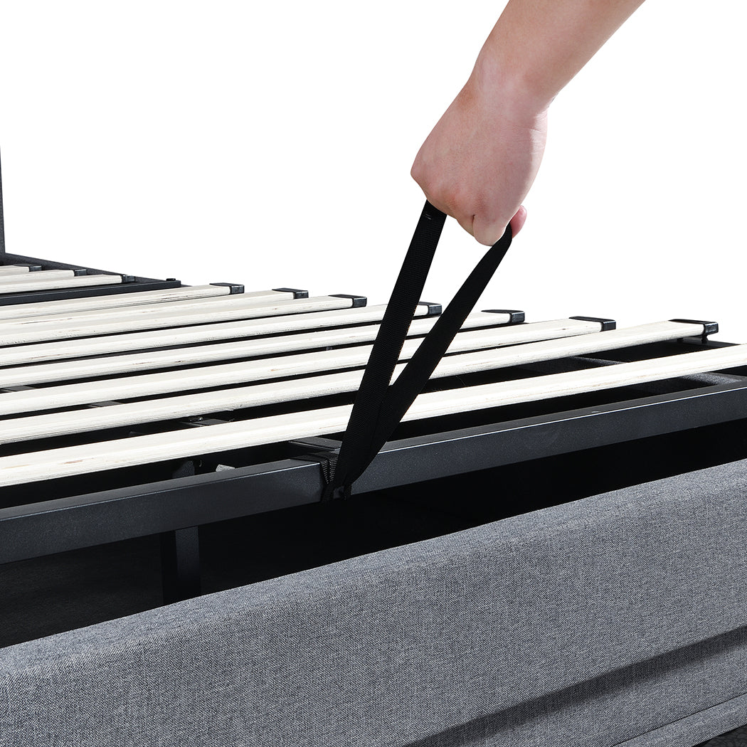 Levede Queen Bed Frame Gas Lift LED Light-4